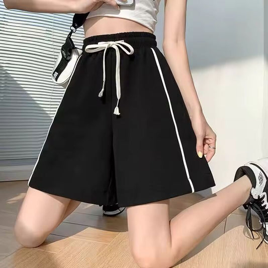 Side Stripe Shorts Women Harajuku S-5XL Sporty Unisex New Summer Streetwear Prevalent Casual Students All-match Loose Ulzzang
